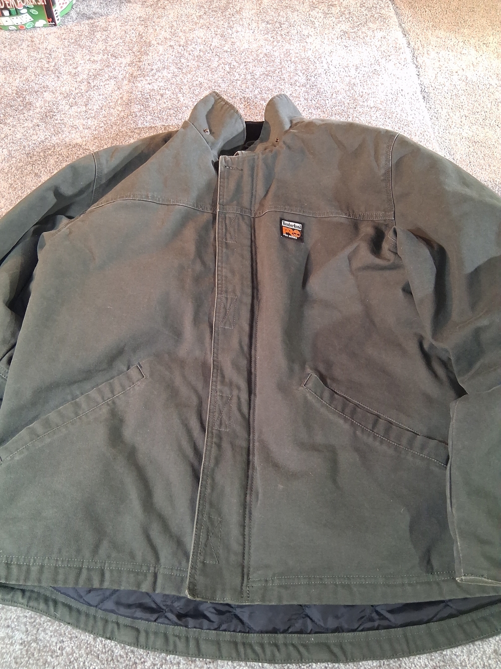 Vintage Timberland Pro Workwear Jacket L Mens Green Canvas Quilt Lined Chore